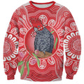 Australia Gang-gang Cockatoo Christmas Sweatshirt Eucalyptus Blossoms Aboriginal Merry Xmas - Aussie Hoodie