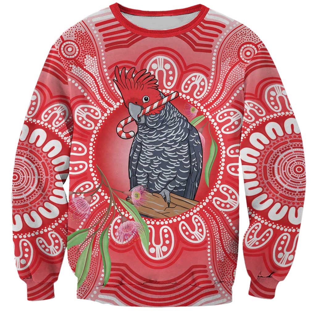 Australia Gang-gang Cockatoo Christmas Sweatshirt Eucalyptus Blossoms Aboriginal Merry Xmas - Aussie Hoodie
