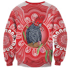 Australia Gang-gang Cockatoo Christmas Sweatshirt Eucalyptus Blossoms Aboriginal Merry Xmas - Aussie Hoodie