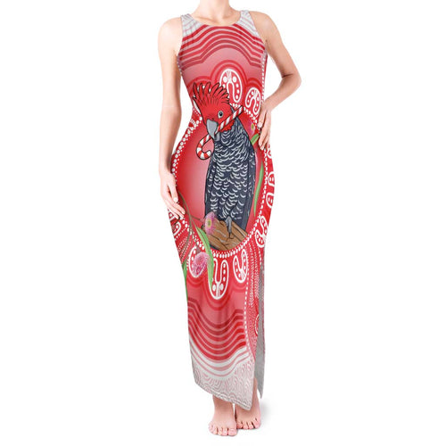 Australia Gang-gang Cockatoo Christmas Tank Maxi Dress Eucalyptus Blossoms Aboriginal Merry Xmas - Aussie Hoodie