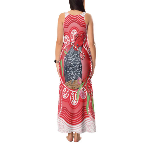 Australia Gang-gang Cockatoo Christmas Tank Maxi Dress Eucalyptus Blossoms Aboriginal Merry Xmas - Aussie Hoodie
