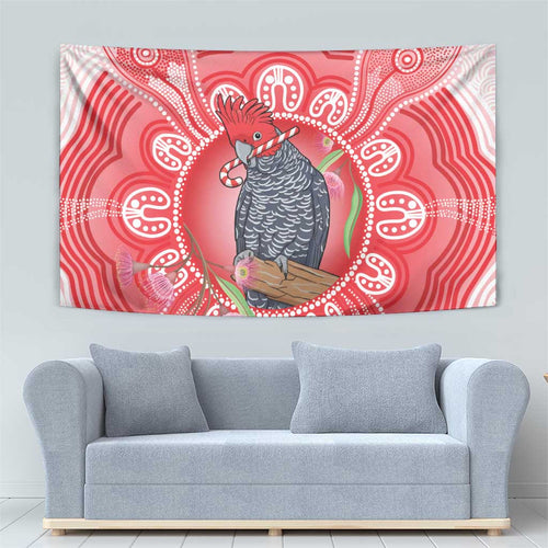 Australia Gang-gang Cockatoo Christmas Tapestry Eucalyptus Blossoms Aboriginal Merry Xmas - Aussie Hoodie