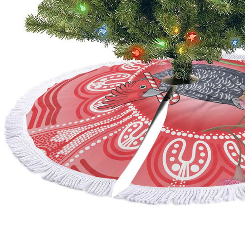 Australia Gang-gang Cockatoo Christmas Tree Skirt Eucalyptus Blossoms Aboriginal Merry Xmas - Aussie Hoodie