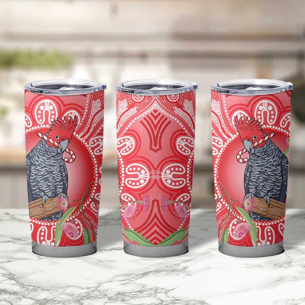 Australia Gang-gang Cockatoo Christmas Tumbler Cup Eucalyptus Blossoms Aboriginal Merry Xmas - Aussie Hoodie