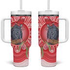 Australia Gang-gang Cockatoo Christmas Tumbler With Handle Eucalyptus Blossoms Aboriginal Merry Xmas - Aussie Hoodie