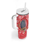 Australia Gang-gang Cockatoo Christmas Tumbler With Handle Eucalyptus Blossoms Aboriginal Merry Xmas - Aussie Hoodie