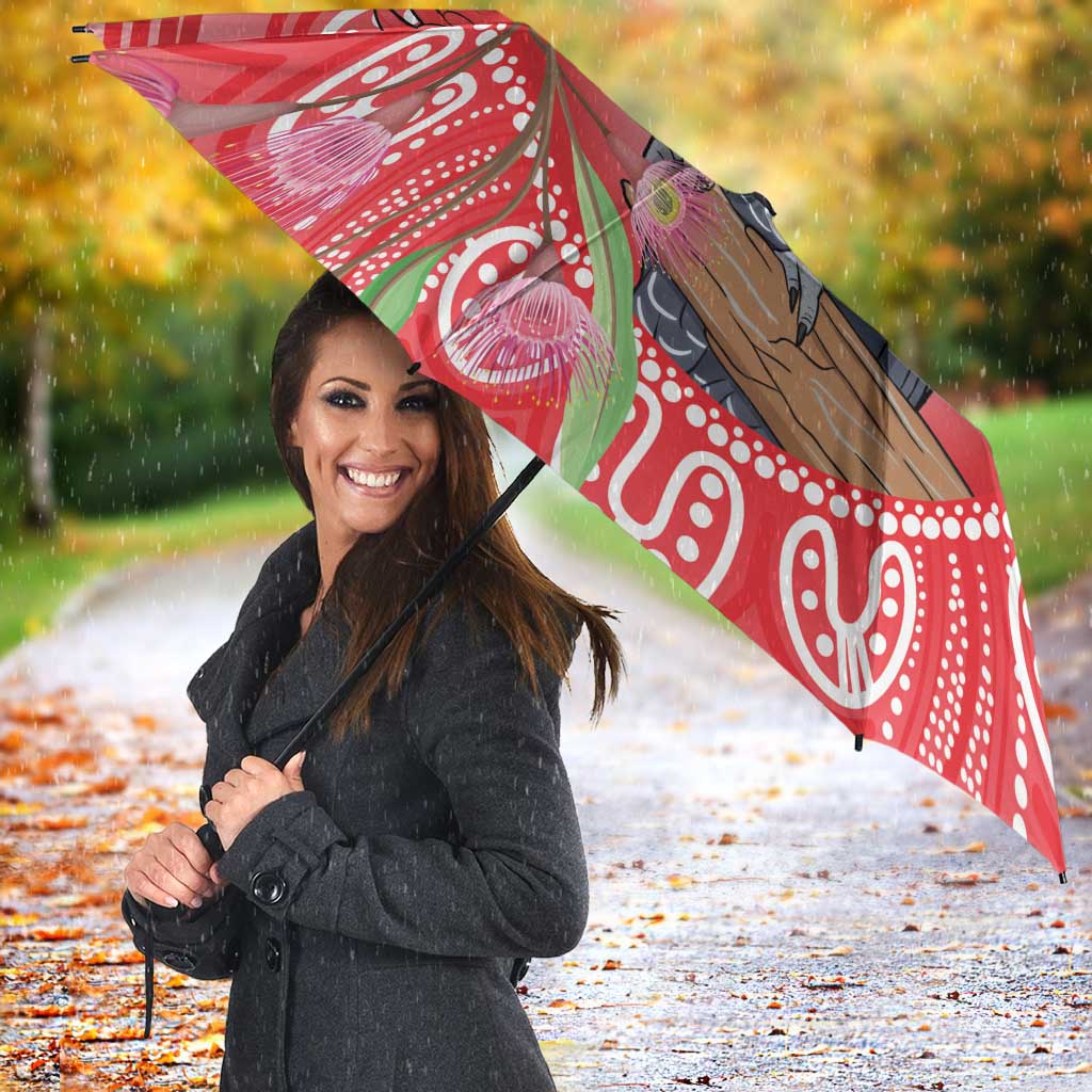 Australia Gang-gang Cockatoo Christmas Umbrella Eucalyptus Blossoms Aboriginal Merry Xmas - Aussie Hoodie