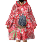 Australia Gang-gang Cockatoo Christmas Wearable Blanket Hoodie Eucalyptus Blossoms Aboriginal Merry Xmas - Aussie Hoodie