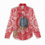 Australia Gang-gang Cockatoo Christmas Women Casual Shirt Eucalyptus Blossoms Aboriginal Merry Xmas - Aussie Hoodie