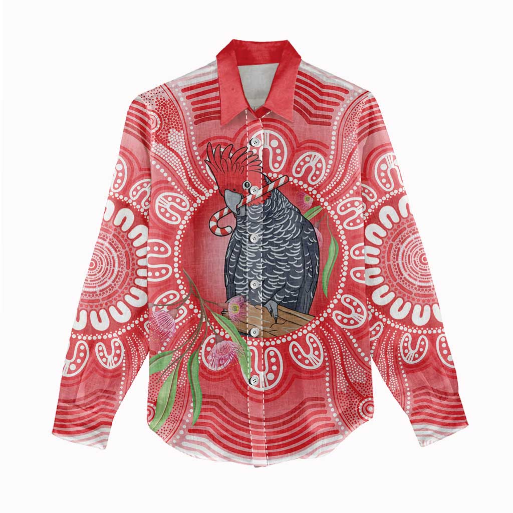 Australia Gang-gang Cockatoo Christmas Women Casual Shirt Eucalyptus Blossoms Aboriginal Merry Xmas - Aussie Hoodie