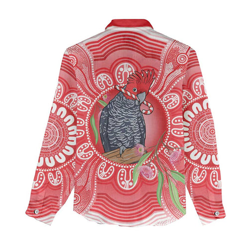 Australia Gang-gang Cockatoo Christmas Women Casual Shirt Eucalyptus Blossoms Aboriginal Merry Xmas - Aussie Hoodie