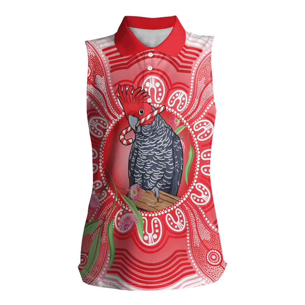 Australia Gang-gang Cockatoo Christmas Women Sleeveless Polo Shirt Eucalyptus Blossoms Aboriginal Merry Xmas - Aussie Hoodie