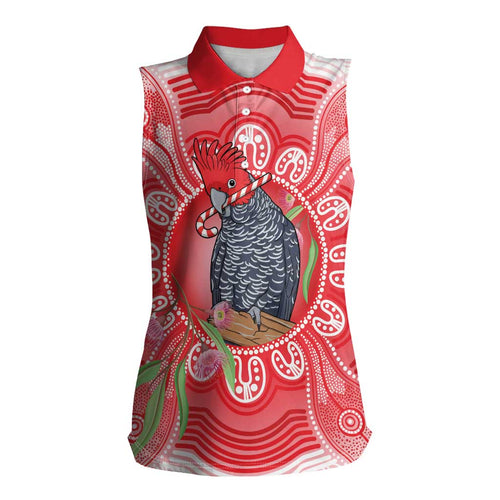 Australia Gang-gang Cockatoo Christmas Women Sleeveless Polo Shirt Eucalyptus Blossoms Aboriginal Merry Xmas - Aussie Hoodie