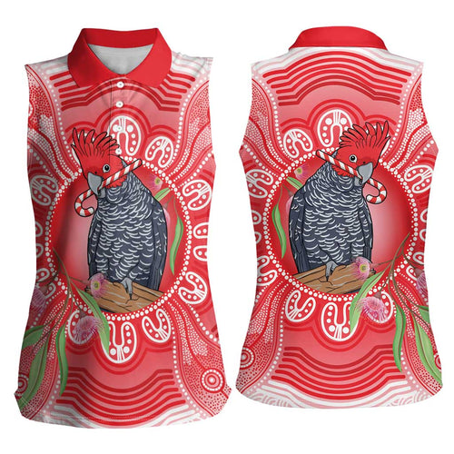 Australia Gang-gang Cockatoo Christmas Women Sleeveless Polo Shirt Eucalyptus Blossoms Aboriginal Merry Xmas - Aussie Hoodie