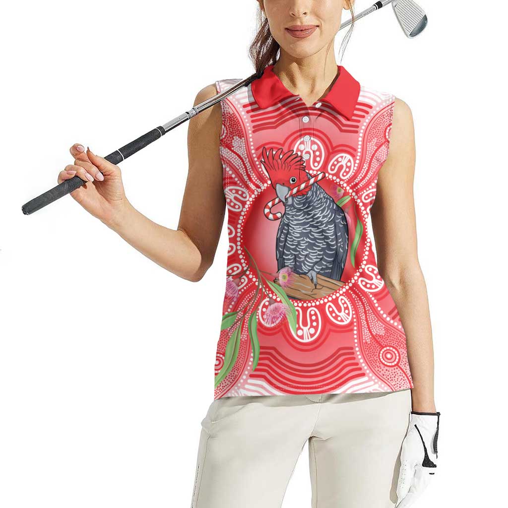 Australia Gang-gang Cockatoo Christmas Women Sleeveless Polo Shirt Eucalyptus Blossoms Aboriginal Merry Xmas - Aussie Hoodie
