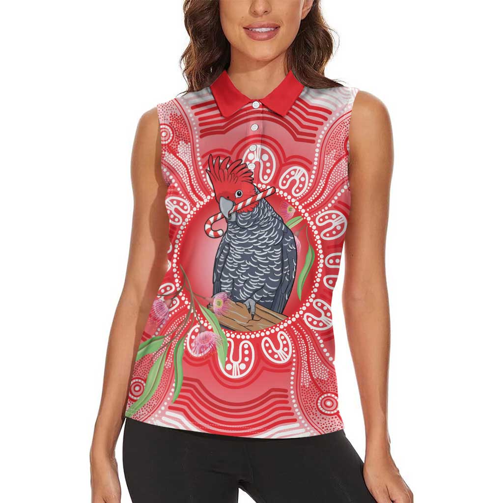 Australia Gang-gang Cockatoo Christmas Women Sleeveless Polo Shirt Eucalyptus Blossoms Aboriginal Merry Xmas - Aussie Hoodie