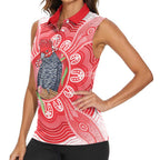 Australia Gang-gang Cockatoo Christmas Women Sleeveless Polo Shirt Eucalyptus Blossoms Aboriginal Merry Xmas - Aussie Hoodie