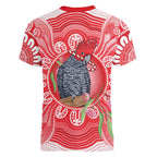 Australia Gang-gang Cockatoo Christmas Women V-Neck T-Shirt Eucalyptus Blossoms Aboriginal Merry Xmas - Aussie Hoodie