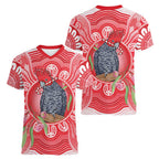 Australia Gang-gang Cockatoo Christmas Women V-Neck T-Shirt Eucalyptus Blossoms Aboriginal Merry Xmas - Aussie Hoodie