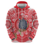Australia Gang-gang Cockatoo Christmas Zip Hoodie Eucalyptus Blossoms Aboriginal Merry Xmas - Aussie Hoodie