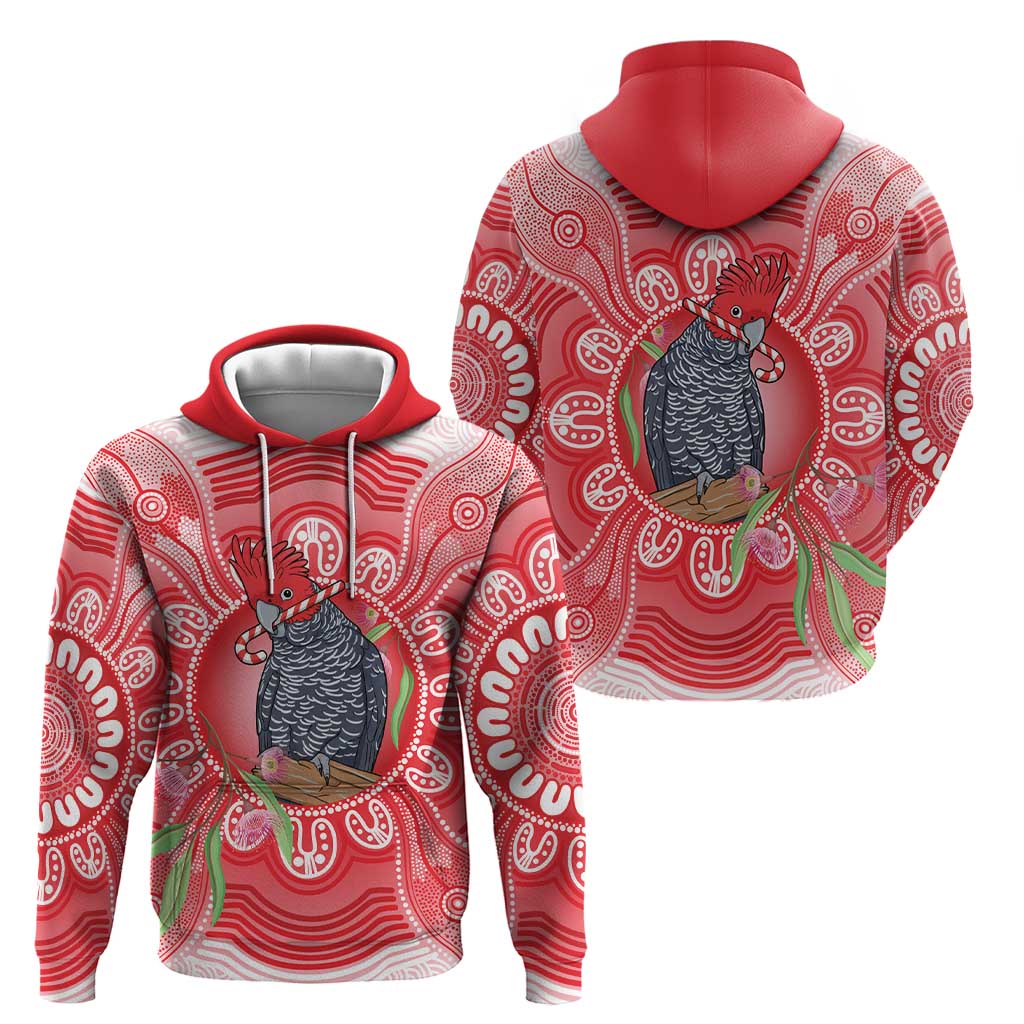 Australia Gang-gang Cockatoo Christmas Zip Hoodie Eucalyptus Blossoms Aboriginal Merry Xmas - Aussie Hoodie