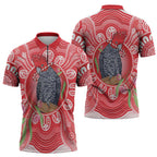Australia Gang-gang Cockatoo Christmas Zipper Polo Shirt Eucalyptus Blossoms Aboriginal Merry Xmas - Aussie Hoodie
