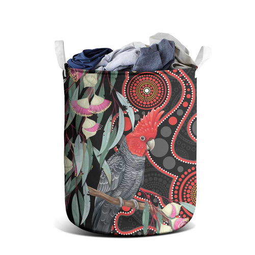 Gang-gang Cockatoo Australia Laundry Basket Eucalyptus Blossoms Aboriginal Art - Aussie Hoodie