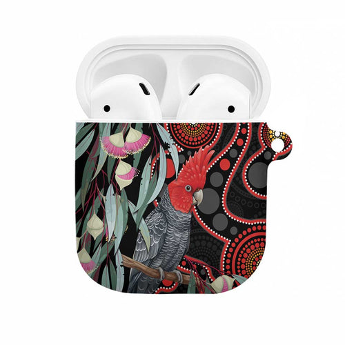 Gang-gang Cockatoo Australia AirPods Case Eucalyptus Blossoms Aboriginal Art - Aussie Hoodie