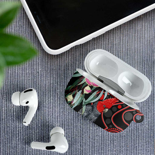 Gang-gang Cockatoo Australia AirPods Case Eucalyptus Blossoms Aboriginal Art - Aussie Hoodie