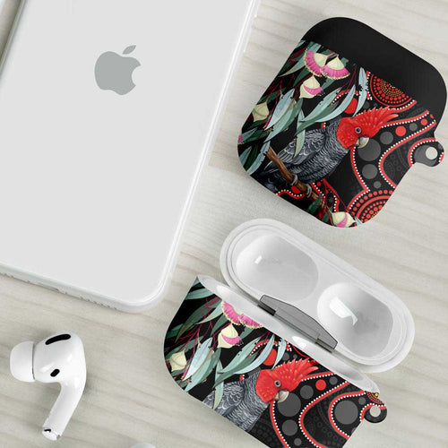 Gang-gang Cockatoo Australia AirPods Case Eucalyptus Blossoms Aboriginal Art - Aussie Hoodie
