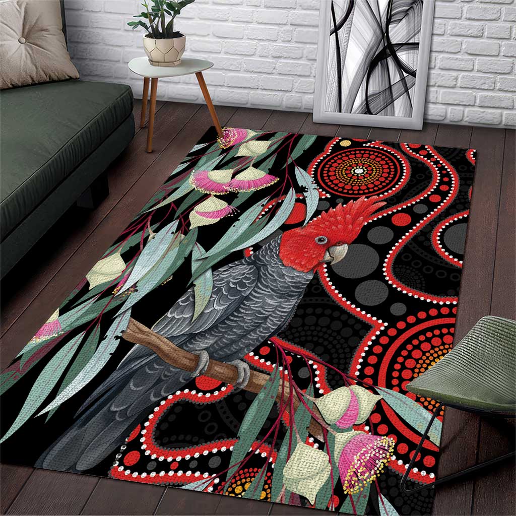 Gang-gang Cockatoo Australia Area Rug Eucalyptus Blossoms Aboriginal Art - Aussie Hoodie