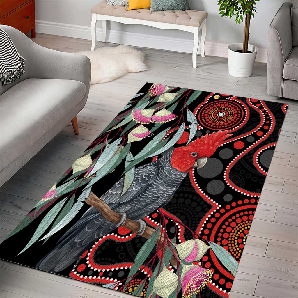 Gang-gang Cockatoo Australia Area Rug Eucalyptus Blossoms Aboriginal Art - Aussie Hoodie