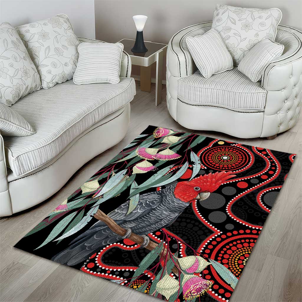 Gang-gang Cockatoo Australia Area Rug Eucalyptus Blossoms Aboriginal Art - Aussie Hoodie