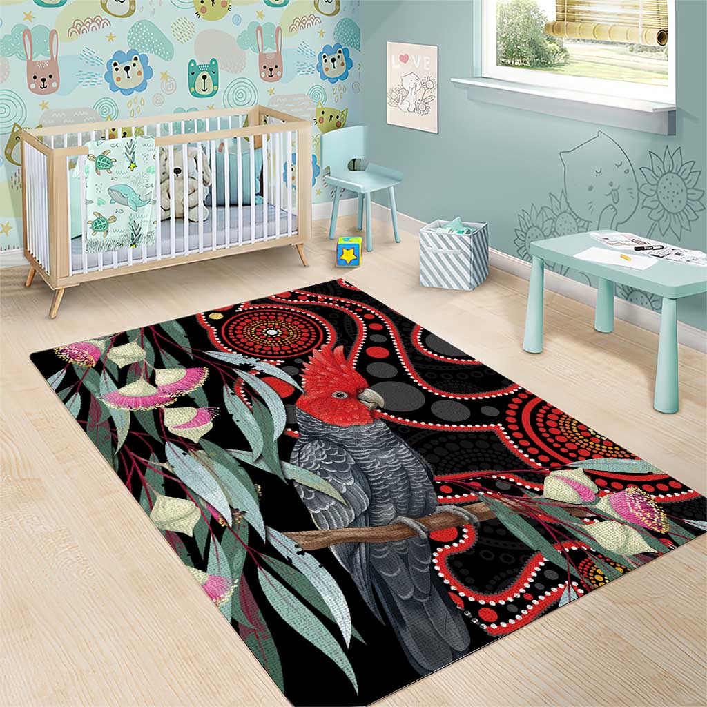 Gang-gang Cockatoo Australia Area Rug Eucalyptus Blossoms Aboriginal Art - Aussie Hoodie