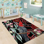 Gang-gang Cockatoo Australia Area Rug Eucalyptus Blossoms Aboriginal Art - Aussie Hoodie