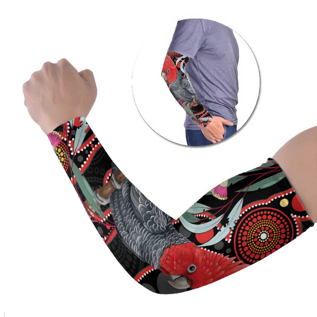 Gang-gang Cockatoo Australia Arm Sleeves Eucalyptus Blossoms Aboriginal Art - Aussie Hoodie