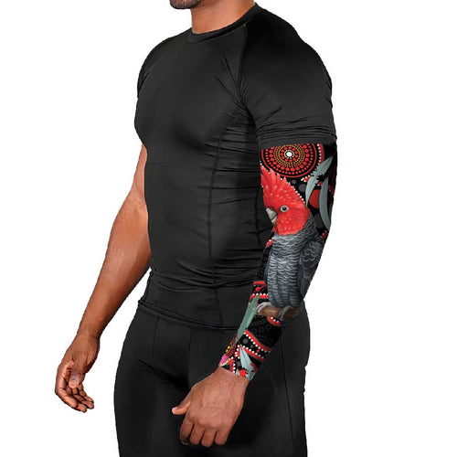 Gang-gang Cockatoo Australia Arm Sleeves Eucalyptus Blossoms Aboriginal Art - Aussie Hoodie