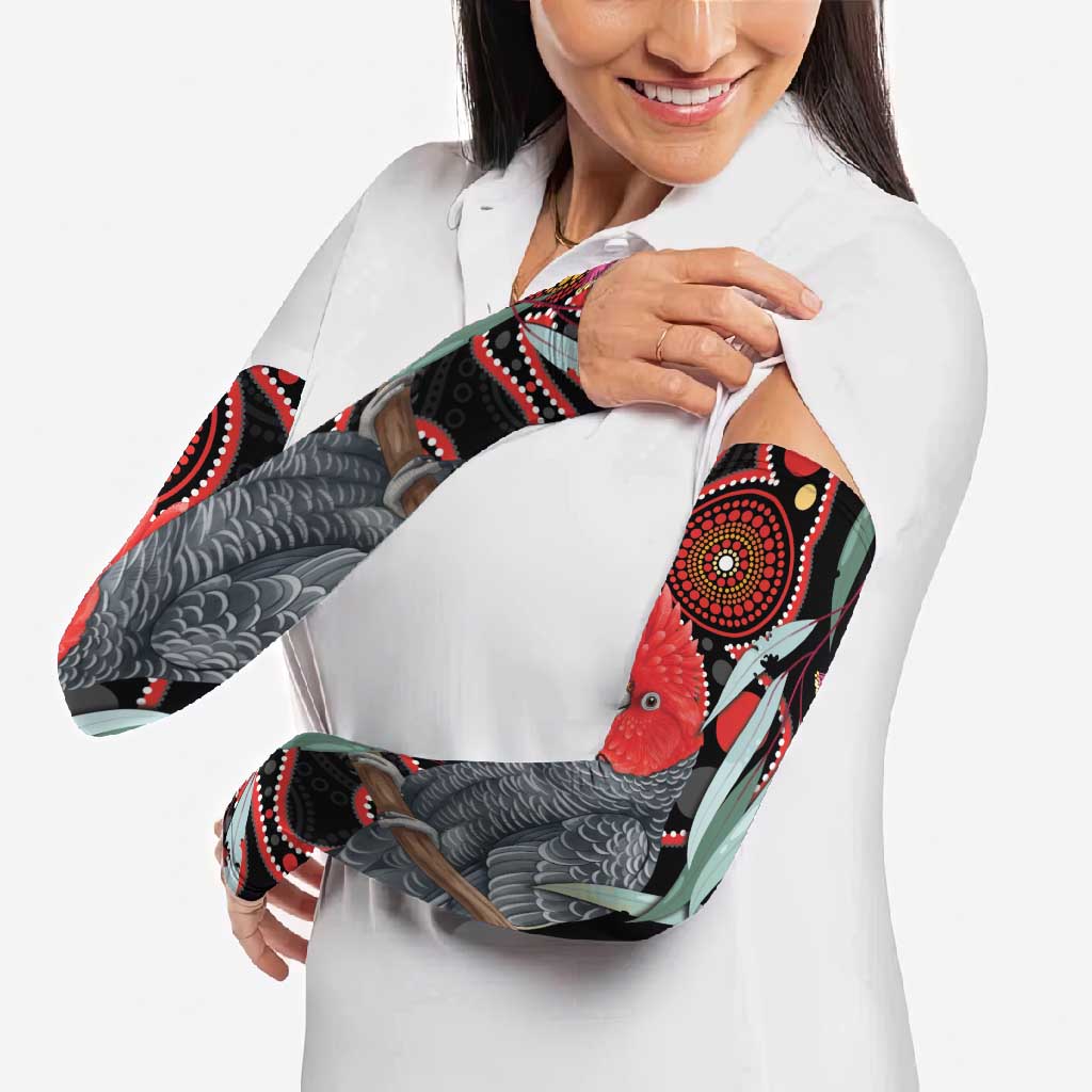 Gang-gang Cockatoo Australia Arm Sleeves Eucalyptus Blossoms Aboriginal Art - Aussie Hoodie