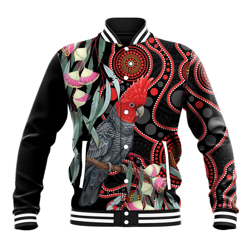 Gang-gang Cockatoo Australia Baseball Jacket Eucalyptus Blossoms Aboriginal Art - Aussie Hoodie