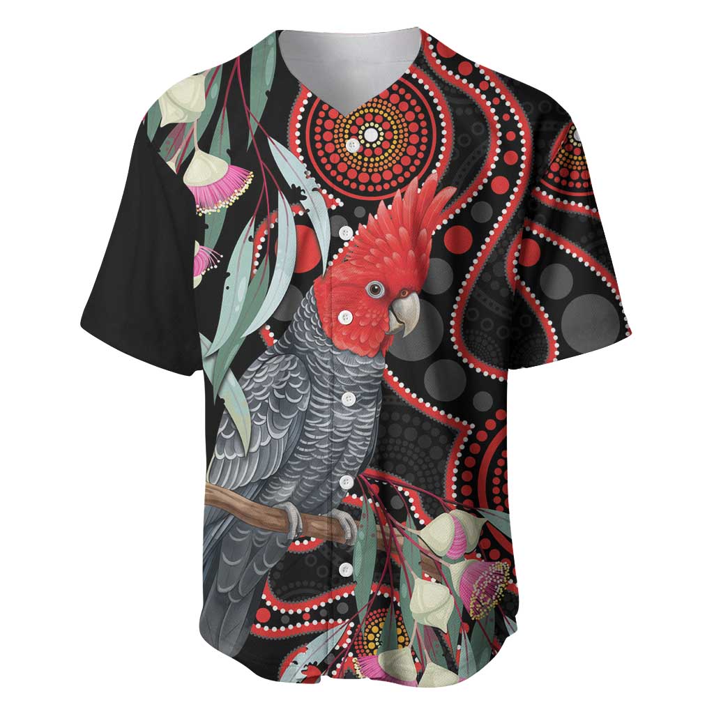 Gang-gang Cockatoo Australia Baseball Jersey Eucalyptus Blossoms Aboriginal Art - Aussie Hoodie