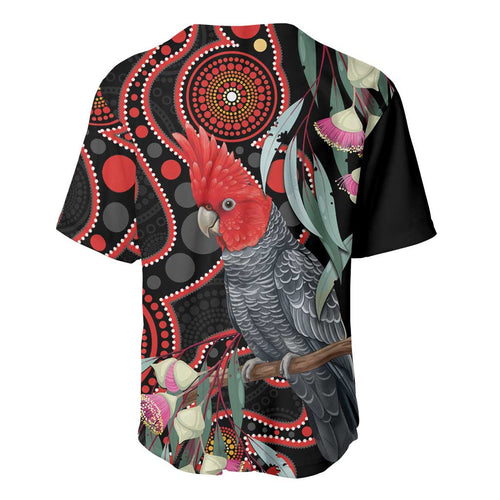 Gang-gang Cockatoo Australia Baseball Jersey Eucalyptus Blossoms Aboriginal Art - Aussie Hoodie