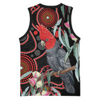 Gang-gang Cockatoo Australia Basketball Jersey Eucalyptus Blossoms Aboriginal Art - Aussie Hoodie