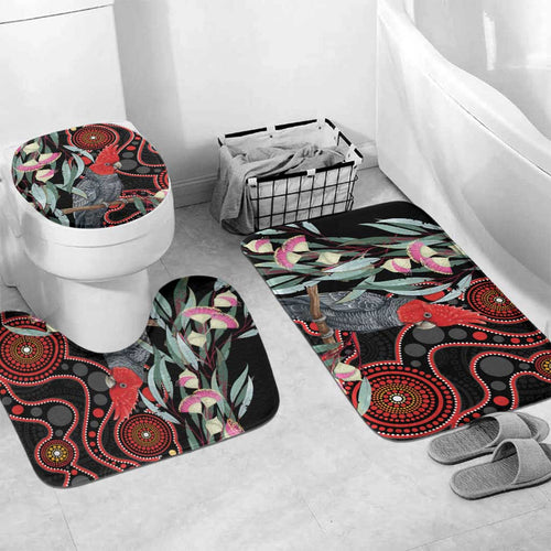 Gang-gang Cockatoo Australia Bathroom Set Eucalyptus Blossoms Aboriginal Art - Aussie Hoodie