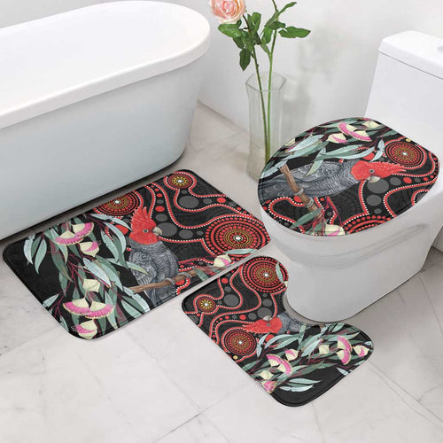 Gang-gang Cockatoo Australia Bathroom Set Eucalyptus Blossoms Aboriginal Art - Aussie Hoodie