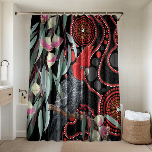Gang-gang Cockatoo Australia Bathroom Set Eucalyptus Blossoms Aboriginal Art - Aussie Hoodie