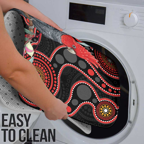 Gang-gang Cockatoo Australia Bathroom Set Eucalyptus Blossoms Aboriginal Art - Aussie Hoodie