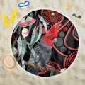 Gang-gang Cockatoo Australia Beach Blanket Eucalyptus Blossoms Aboriginal Art - Aussie Hoodie