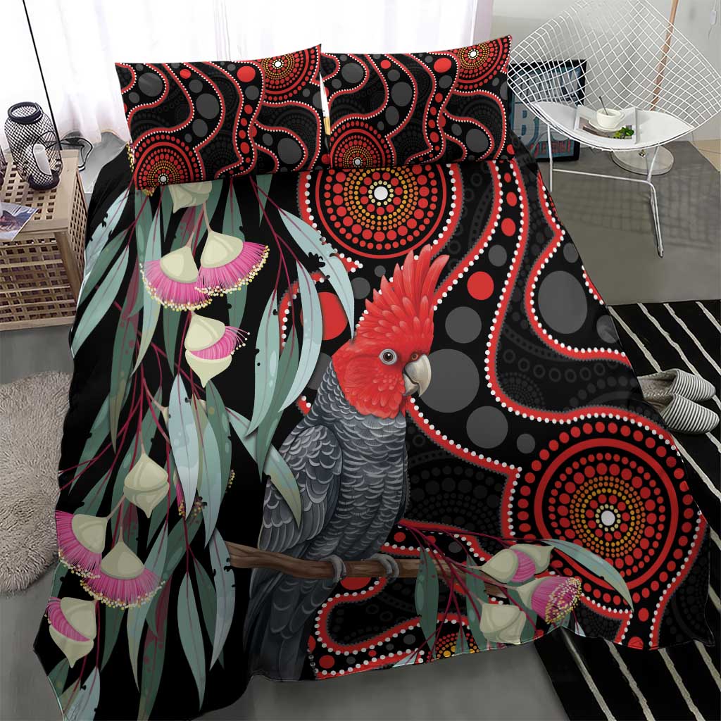 Gang-gang Cockatoo Australia Bedding Set Eucalyptus Blossoms Aboriginal Art - Aussie Hoodie