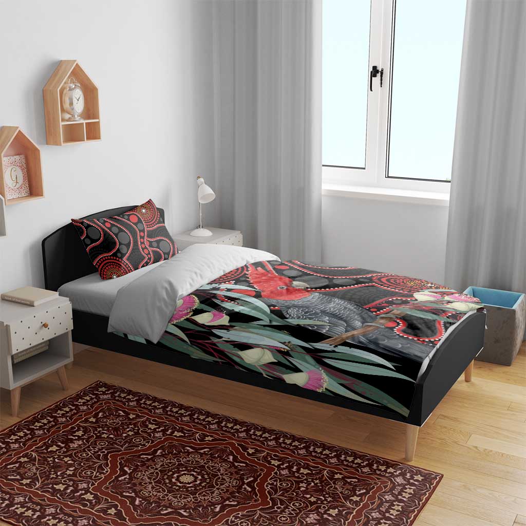 Gang-gang Cockatoo Australia Bedding Set Eucalyptus Blossoms Aboriginal Art - Aussie Hoodie