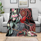 Gang-gang Cockatoo Australia Blanket Eucalyptus Blossoms Aboriginal Art - Aussie Hoodie